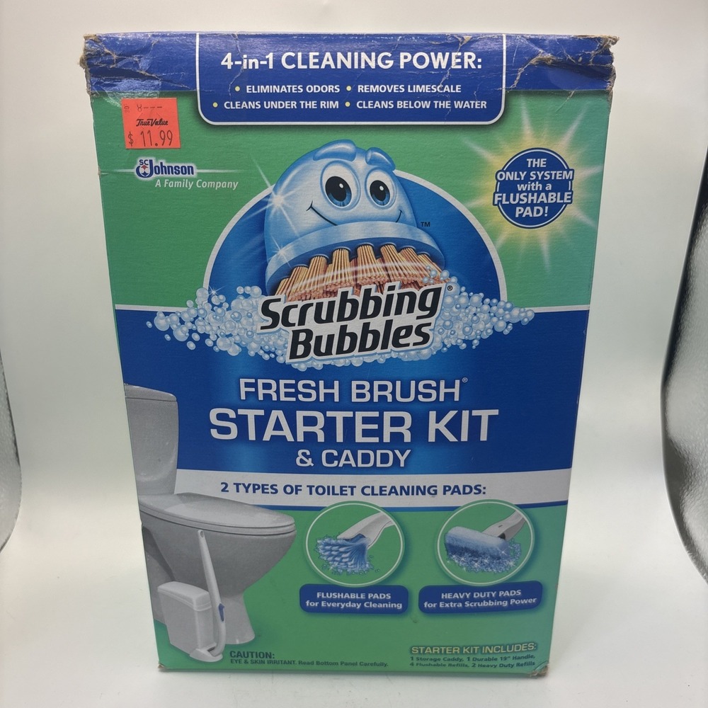 Scrubbing Bubbles Fresh Brush Starter Kit/Caddy 2 Toilet Cleaning Pads NEW